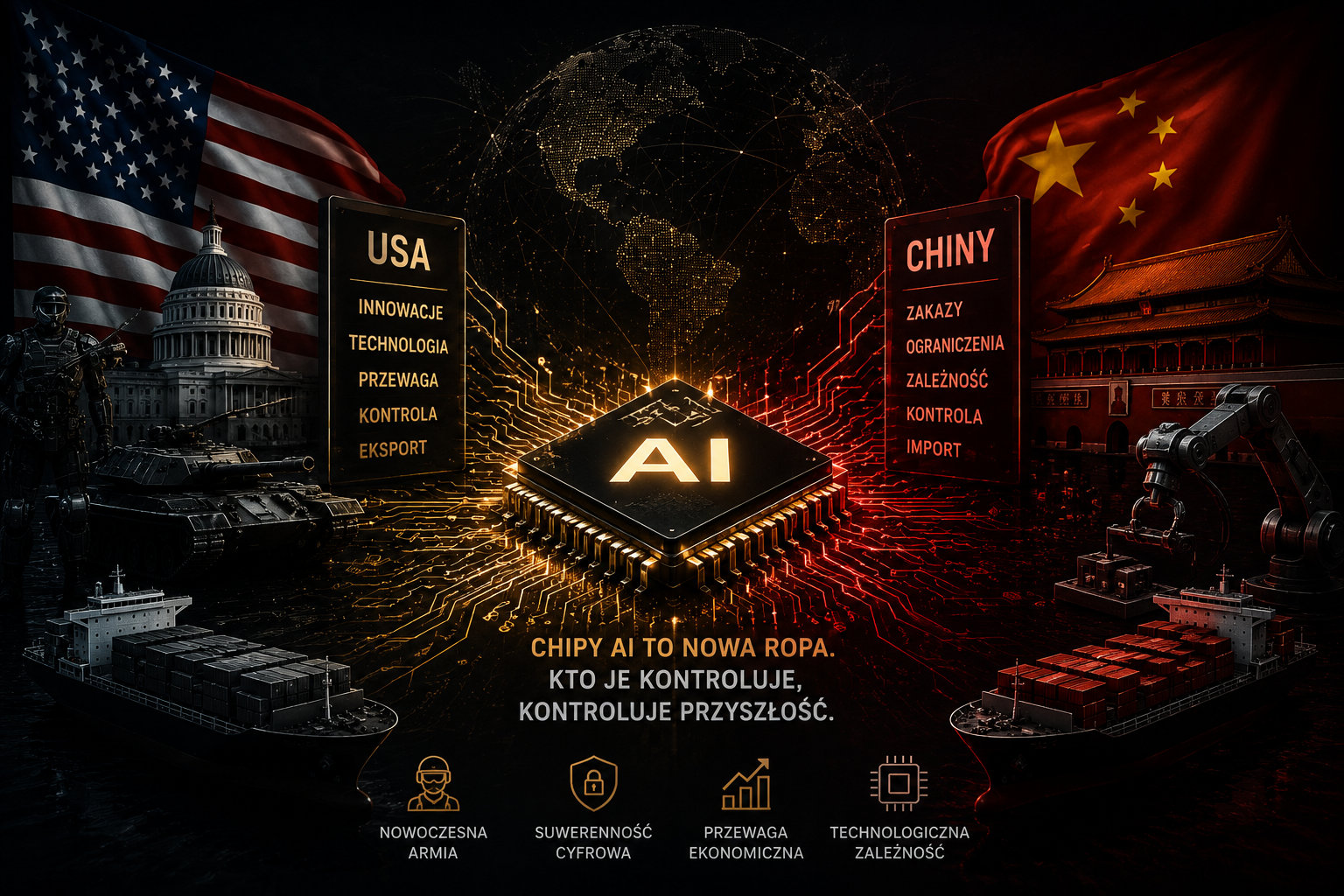 Chipy AI jako strategiczny zasob - wyscig technologiczny USA vs Chiny 2026